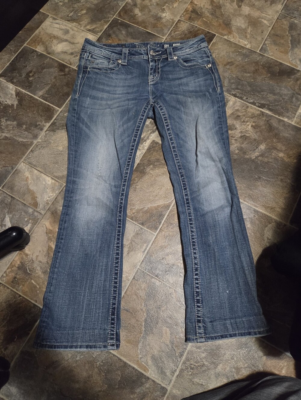 Miss Me Low Rise Capri Jeans with Bejeweled Pockets
